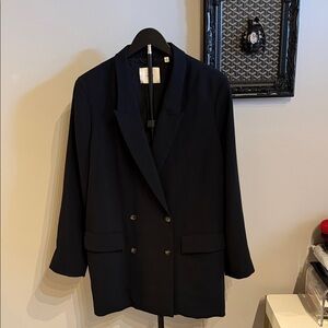 Aritzia Navy Double-Breasted Blazer